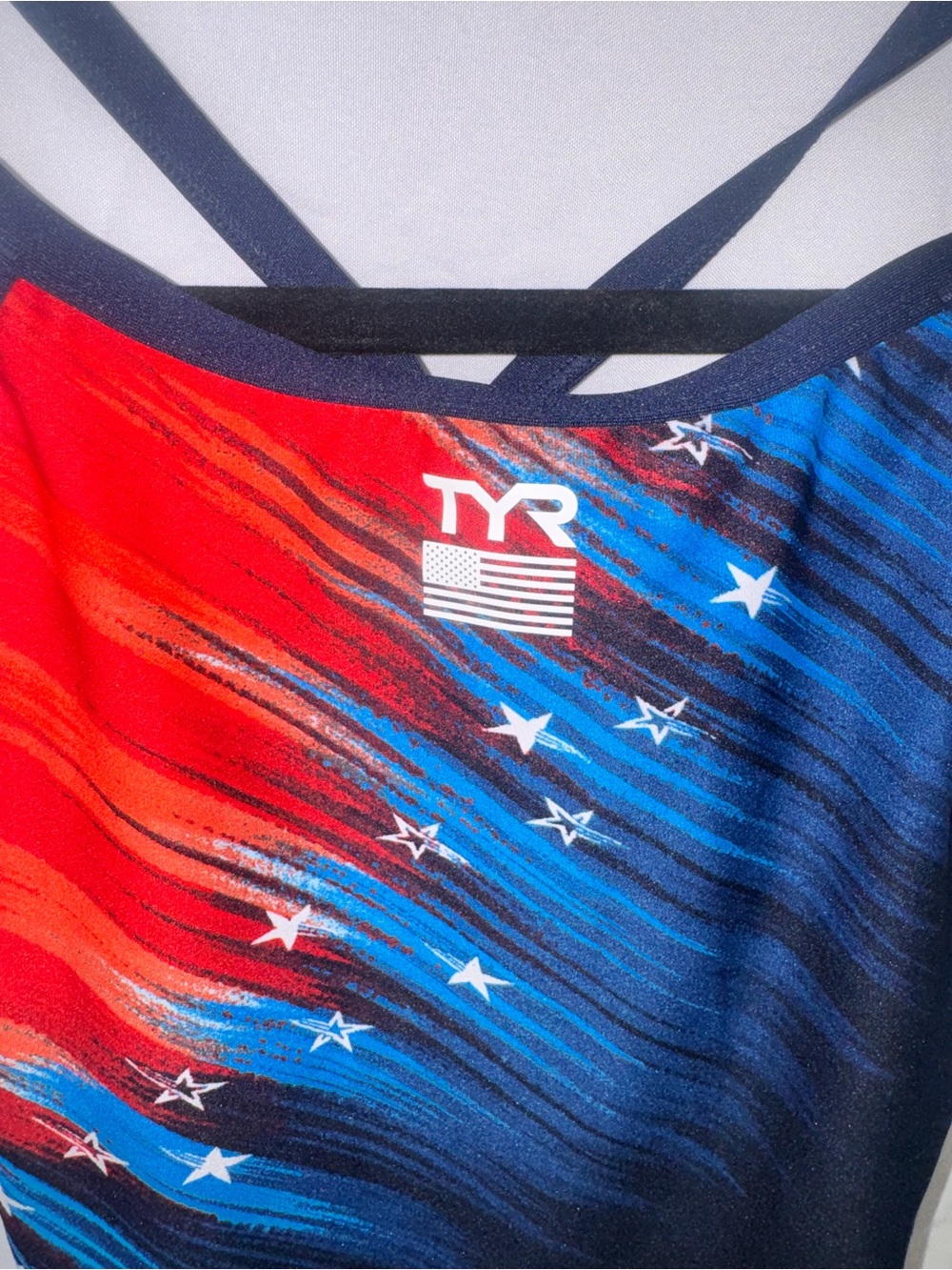 TYR Women's Navy Blue & Red Star Athletic One-Piece - Picture 2 of 6